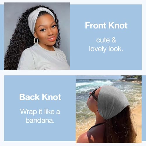 Image of Awumbuk Wide Headbands for Women Knotted No Slip Head Bands Soft Turban Headband Hair Accessories Boho African Solid Color Head Wraps for Women Yoga Workout Pack of 6