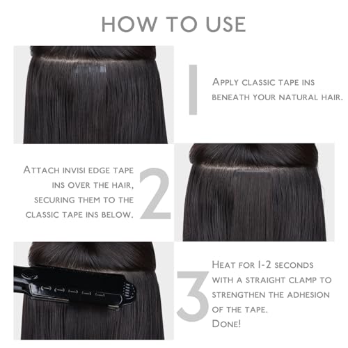 Image of WENNALIFE Invisi Edge Tape in Hair Extensions Human Hair,#12A /18H,24 Inch