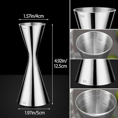 Jigger japonés de acero inoxidable 304, 2 oz y 1 oz miniatura 2