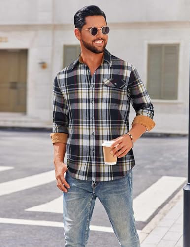 COOFANDY Mens Flannel Shirts Long Sleeve Button Down Shirt Casual Shirts Work Shirts for Men2