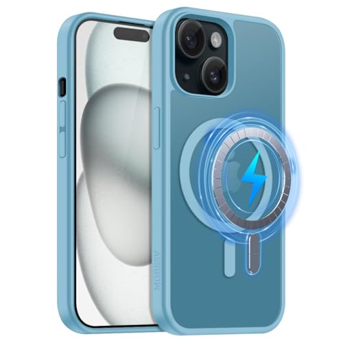 MOBESV Cover Magnetica per iPhone 15 Plus 6,7 Pollici, Custodia compatibile con MagSafe, Cover Traslucida Opaca Posteriore Sottile Antiurto, Azzurro chiaro MOBESV Cover Magnetica per iPhone 15 Plus 6,7 Pollici, Custodia compatibile con MagSafe, Cover Traslucida Opaca Posteriore Sottile Antiurto, Azzurro chiaro
