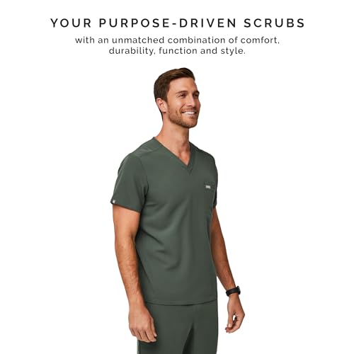 Image of FIGS Leon Scrub Top for Men - 3 Pockets, Tailored Fit, Modern V-Neck, 4-Way Stretch, Moisture-Wicking