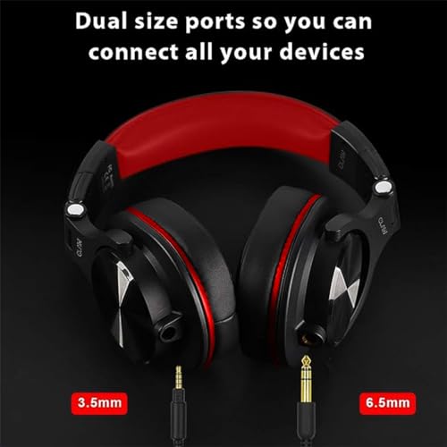 Image of CLAW SM50 PRO Professional Studio Monitoring DJ Wired Headphone with Protein Leather Cushions | 2 Detachable Cables (2.8m Coiled & 1.2m Straight Cable with Mic and in Line Control) Black and Red