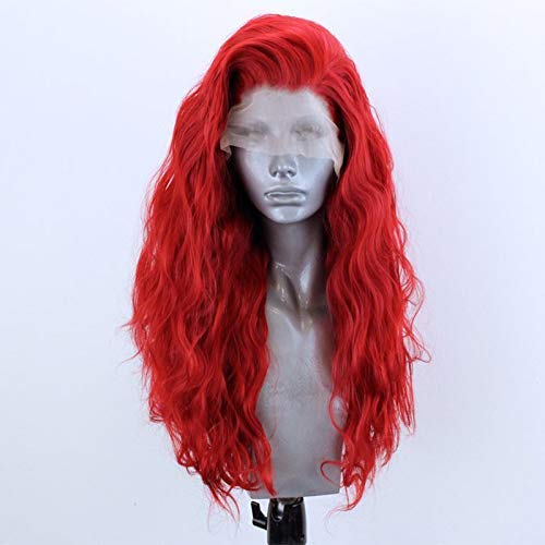 Loose Curly Lace Front Wig Long Red Synthetic Wigs For Women Heat Resistant Fiber Hair 24 inches