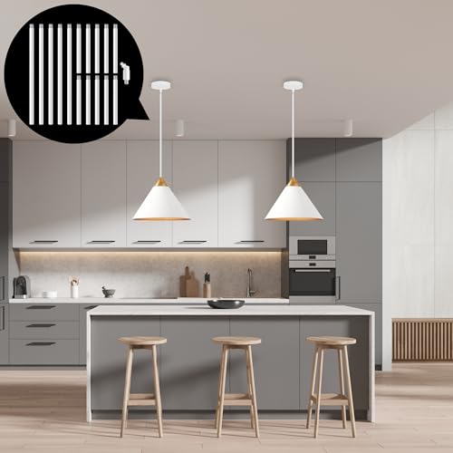 Image of M10 Threaded Extension Poles, 5 PCS 12-inch & 10 PCS 6-inch Lighting Fixture Downrods Stems & 180 Degrees Sloped Ceiling Adapter Kits for Pendant Light, Island Lighting, Chandeliers (White)