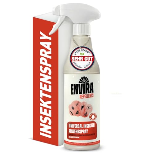 Envira Universal Insektenspray 500 ml - Ungezieferspray gegen Insekten in der Wohnung - Abwehrspray gegen Silberfische, Trauermücken, Fruchtfliegen, Kakerlaken, etc - Dezenter Zitrusduft, geruchsarm