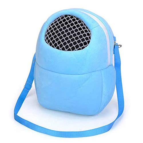 Besimple Sac de transport portable pour hamsters - Avec bandoulière - Pour petits animaux de compagnie - Hérisson, planeur, chinchilla, cochon d'Inde, écureuil - Bleu