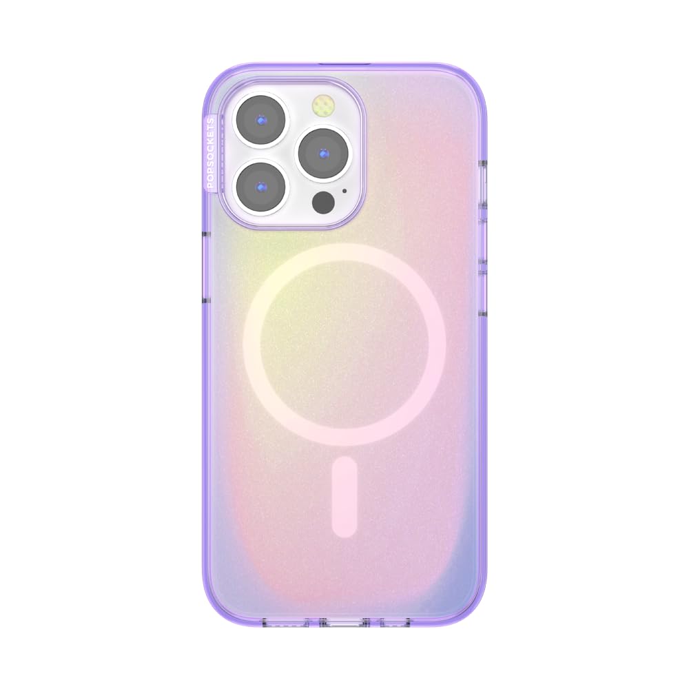 PopSockets Custodia per iPhone 13 Pro con MagSafe, compatibile con ricarica wireless, viola - Aura