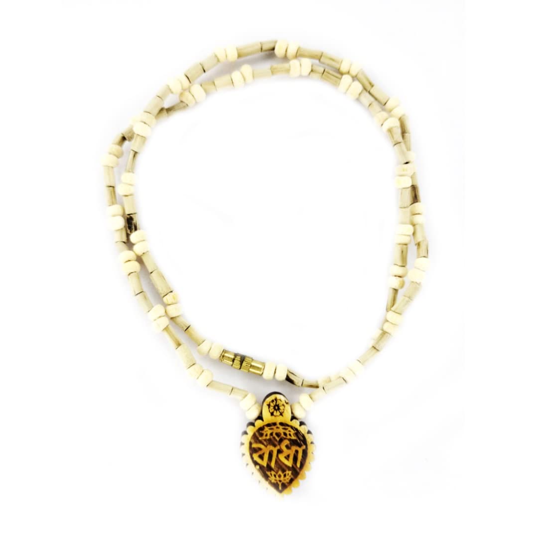 MAYAPURI Original Design Tulsi Kanthi Mala with Radha Engraved in Bengali font Pendant/Locket - Image 2 thumbnail