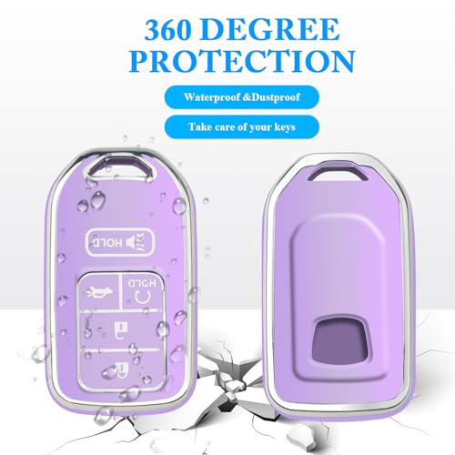 Image of MILD EAST for Honda Key Fob Cover with Keychain 5 Buttons(Purple)