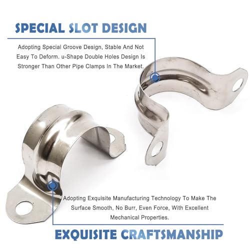 Image of Nge 3 /4inch Rigid Pipe Strap Clamp-Two Hole Strap-U Bracket Tube Clip-Stainless Steel Heavy Duty Pipe Fasten Holder-Secures Conduit,50Pcs(25mm)