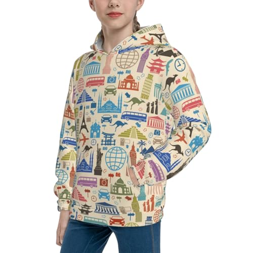 Famous Places Kid Hoodies Boys Sweatshirts Girls Pullover with Pocket2