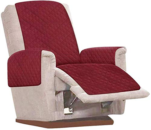 Funda de Sillón Relax Reclinable con 2 Correas de Apriete Blancas Antiarañazos Funda de Sillón Elástica Antirrayas Funda de Sillón para Sofá (Rojo) Cover