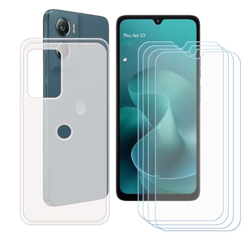 LCEHTOGYE Funda para Motorola Moto G06 + 4 x Vidrio Templado Película Protectora Pantalla,Translúcido Carcasa Silicona Gel TPU Suave Protectora Caso Case para Motorola Moto G06 (6,88')