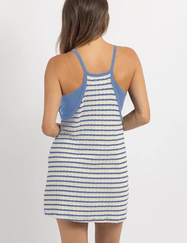 Image of Womens Athletic Sundress with Built-in Shorts Golf Tennis Romper | Sleeveless Mini Spaghetti Strap dress Functional side pockets tummy-friendly fit casual beach vacation