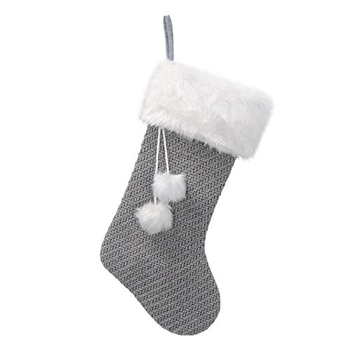 DieffematicSDW Decoracion Navidad Medias de Navidad, Gris y Blanco Felpa Calcetines, árboles de Navidad decoración con Dibujos Calcetines.