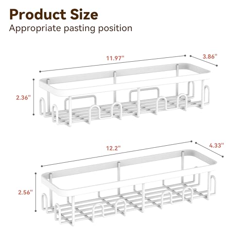 Image of YASONIC Shower Caddy Adhesive, 100% Rustproof Shower Organizer, Large Capacity Shower Shelves for Inside Shower, No Drill Shower Storage for Home (2 Pack White)