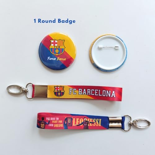 Image of TenorArts Barcelona Gift Box Merchandise for Fans - 5x7 Inches Laminated Photo Frame,2 Keychain, 1 Badge, 4 4x6 inches Sized Posters, 15+ Multi sized Players Stickers - 5 items in 1 Box (Barcelona)