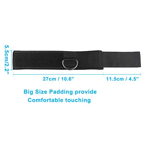 YCYU Padded Ankle Cable Straps for Cable Machine - Ankle Cuffs of Glute Leg Kickback with Free Bag-Great for Crossfit Bodybuilding Gym Home Workout - Black 2 Pack (White D-Ring)