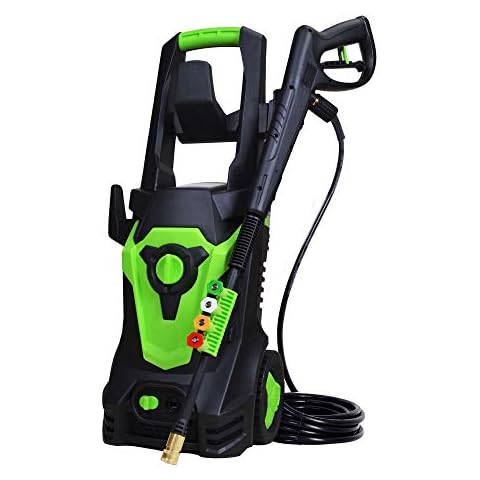 PowRyte Electric Pressure Washer, Power Washer, 4 Different Pressure Tips, Foam Cannon, 3800 PSI 2.4 GPM, Green Cover
