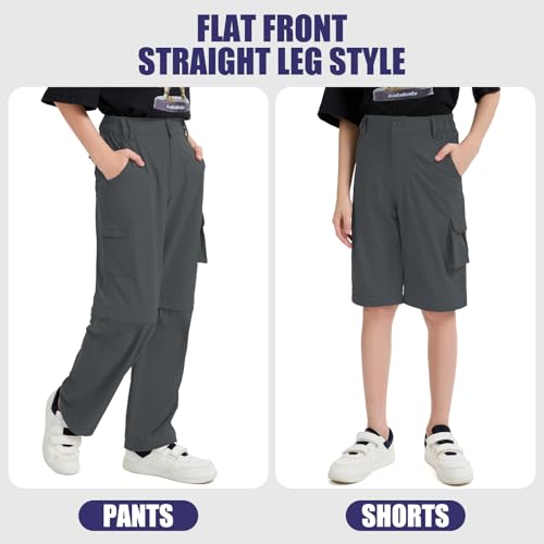 Boys Cargo Pants Kids' Hiking Quick Dry Lightweight Convertible Youth Waterproof Outdoor Camping Fishing Scout Pants3