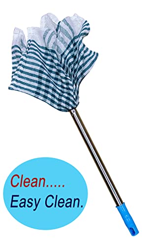 Dusting Cloth with Handle for Cleaning Home Office Furniture, with Removable Cotton Dry Cleaning Duster Cloth and Handy Stick, Jhatakni, Multicolor (1)