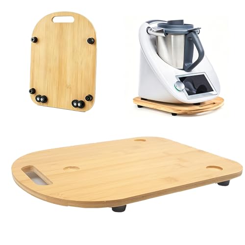 Gleitbrett für Thermomix TM5/6 Brett TM5 mit Rollen & Handgriff Leicht zu Bewegen Robust Bambus Rollbrett Thermomix TM6 Zubehör