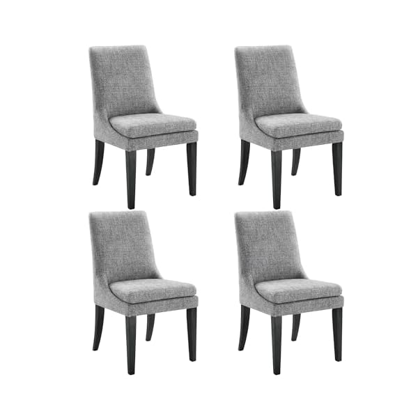 Upholstered dining chairs modern sidechair performance fabric high back armlesschair for diningroom kitchendark greyset of 4  urban country home decor