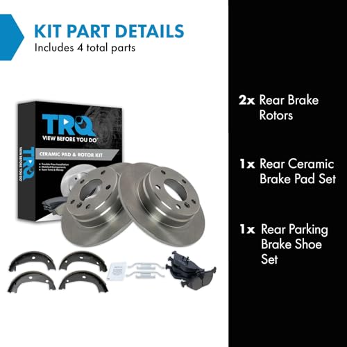 Image of TRQ Rear Brake Pad and Rotor Set Ceramic Compatible with 1992-1998 BMW 318i 318is 1992-1995 325i 1994-1995 325is 1996-1998 328i 1996-1999 328is 1999 323i