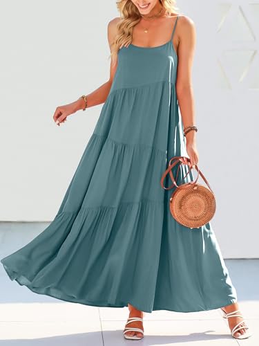 Image of ANRABESS Women Summer Casual Loose Sleeveless Sundress Spaghetti Strap Flowy Boho Linen Beach Vacation Maxi Long Dress