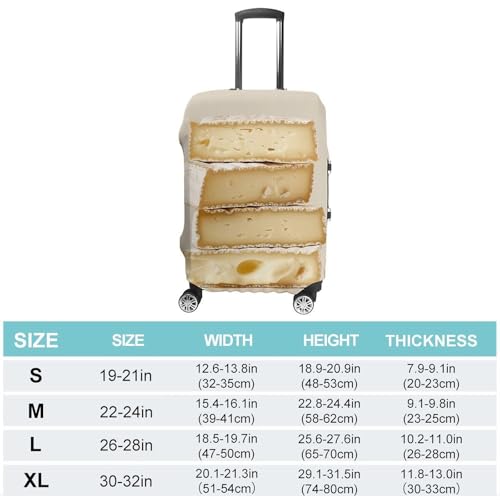 White Cheese Pattern Luggage Cover, Washable Elastic Suitcase Cover Protector Fit 18-32 Inch Luggage2