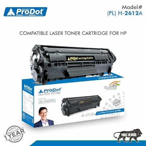 ProDot 12A Toner Cartridge Replaces HP Q2612A Canon 303/703/FX-9/FX-10 Compatible with HP 1010-1020/1022/1315-3030/M1005 Canon LBP2900/3000/L100 I 1500 Page Yield I 1 Year Warranty (5 PC)