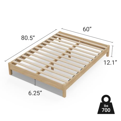 Image of LIFEMENT Queen Bed Frame Signature Wood Platform, Noise Free, Under Bed Storage, No Box Spring Needed, Easy Assembly, New Natural