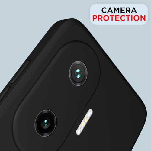 Image of Outlouders Back Cover for Poco F7 5G | Camera Protection | Durable Soft Matte Silicone Bumper Case (Black)