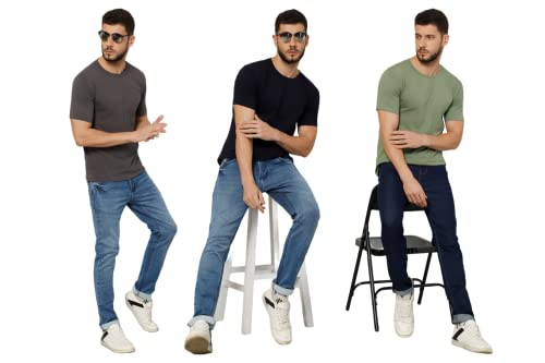 Image of T-Shirt for Men - 100% Cotton Casual T-Shirt | Half Sleeve, Round Neck 4 Way Stretch Fabric | Slim Fit T-Shirt