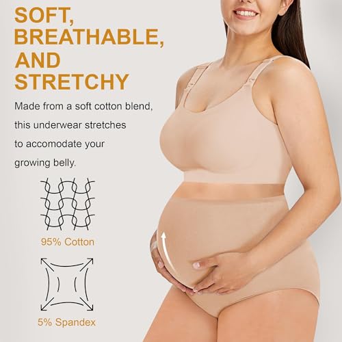 Image of Fashiol Women's High Waist Cotton Stretch Briefs | Full Coverage Maternity Panties | Ideal for Pregnancy & C-Section Recovery | Comfort Combo Pack | Pack of 2