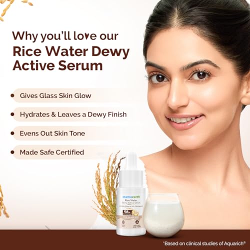 Image of Mamaearth Rice Water Dewy Active Serum with 10% Niacinamide, Rice Water & Hyaluronic Acid - 10 ml | For Glass Skin | Gives Dewy Finish | Brightens Skin | Suits All Skin Types