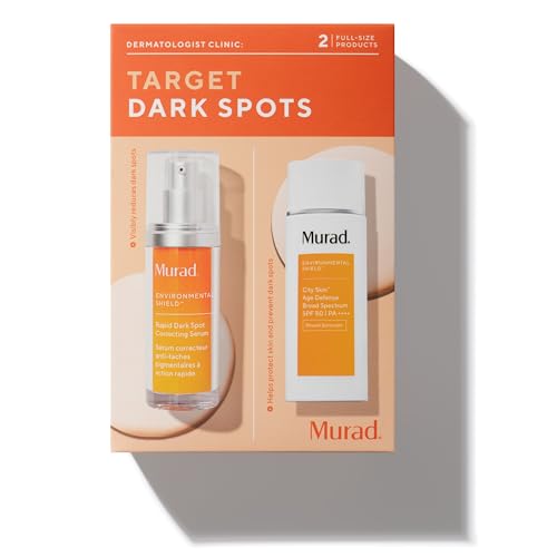 Murad Target Dark Spots (2-Piece Value Set) - Rapid Dark Spot Correcting Serum 1.0Fl Oz City Skin SPF 50 1.7Fl Oz - Skin Brightening Regimen to Target Dark Spots and Brighten Skin Tone