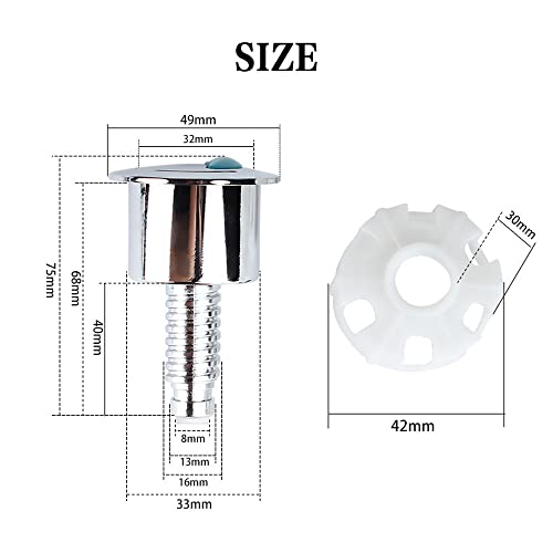 Toilet Flush Buttons Replacement Compatible Toilet Cistern Flush Parts Dual Flush Toilet Push Button, Silver, 75*49mm - Image 4