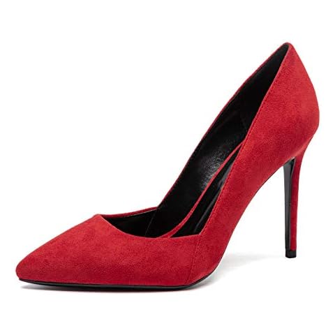 Castamere Mujer Puntiagudas Zapatos de Tacón Cuero Interior Tacón de Aguja 10CM Rojo Ante Zapatos EU 36 Cover