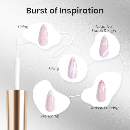 beetles Gel Polish Swirl Nail Art White Gel Liner Nail Polish 1 pcs 7ml Classic White Color Nails Art Paint for Thin French Tip Line Soak off Uv Lamp Manicure Salon