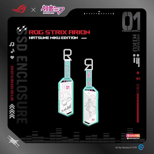 Image of ASUS ROG Strix Arion Hatsune Miku Edition M.2 NVMe SSD Enclosure - USB-C 3.2 Gen 2 (10 Gbps), Screwdriver-Free, Aluminum-Alloy case, and Thermal Pads, 1 Year Warranty