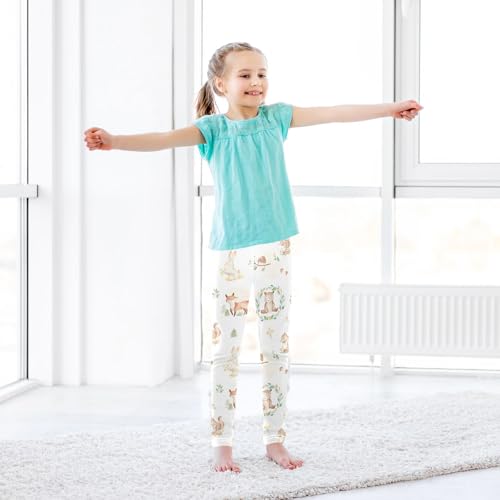CaTaKu Girls Leggings Animals Watercolor Forest Leggings for Girls Kids Athletic Workout Yoga Pants Size 4-10T3