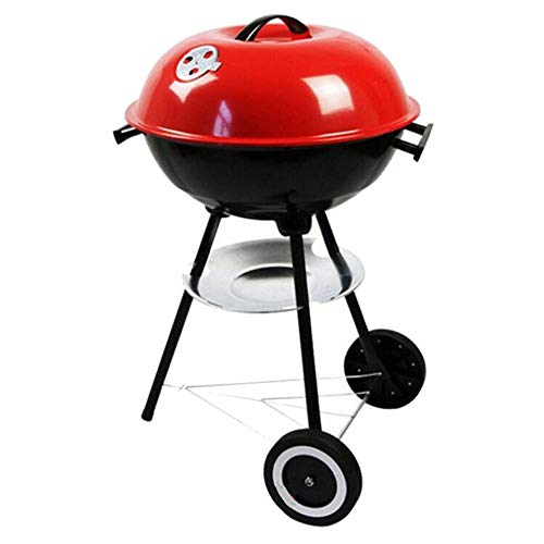 BBQ Grill Charcoal Barbecue BBQ Grill Outdoor Camping Cooker Bars Backyard Smoker Tool (Color : Red, Size : 57x57x88cm)