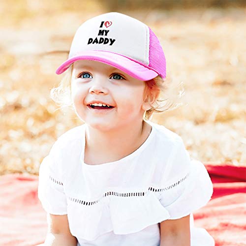 Summer Kids Trucker Hat I Love My Daddy Dad Father's Day Style G A Polyester Boys Girls Sun Toddler Caps Soft Pink Design Only Adjustable4