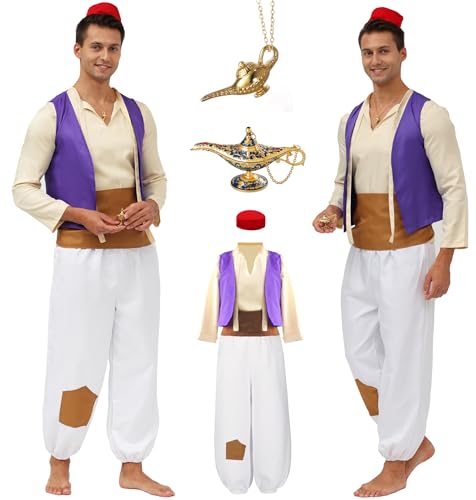 7 Pcs Mens Arab Prince Costume Fairy Tale Suits Halloween Cosplay...