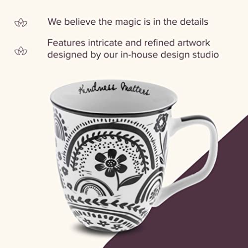 image for Karma Gifts 16 oz Black and White Boho Mug Rainbow - Cute Coffee and T
