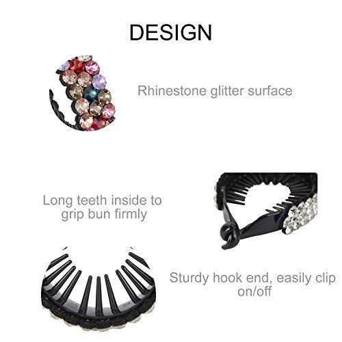 Pack 4 Pinzas Grandes para Cabello de Plástico con Brillantes miniatura 5
