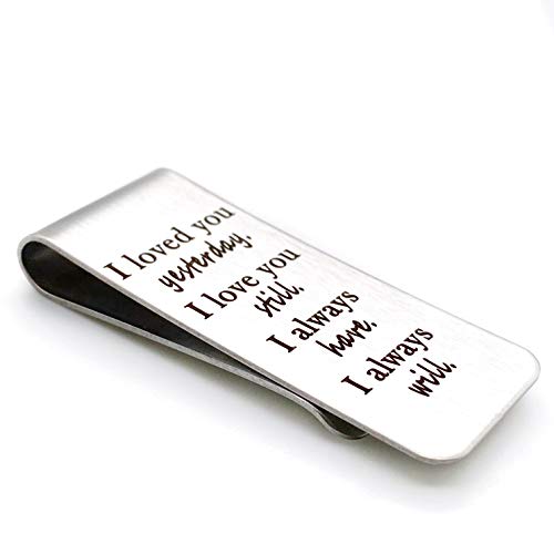 I Love You Silver Stainless Steel Money Clip for Husband Boyfriend Spouse