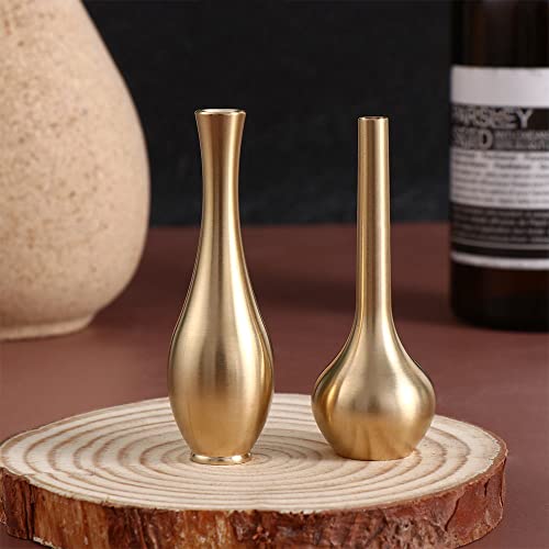 Vctitil ATMB2C61-ZH 2Pcs Gold Metal Decorative Bottles Small Vintage Elegant Flower Arrangement Art Mini Vases Home Decoration Living Room Decoration Antique Vases thumb #7